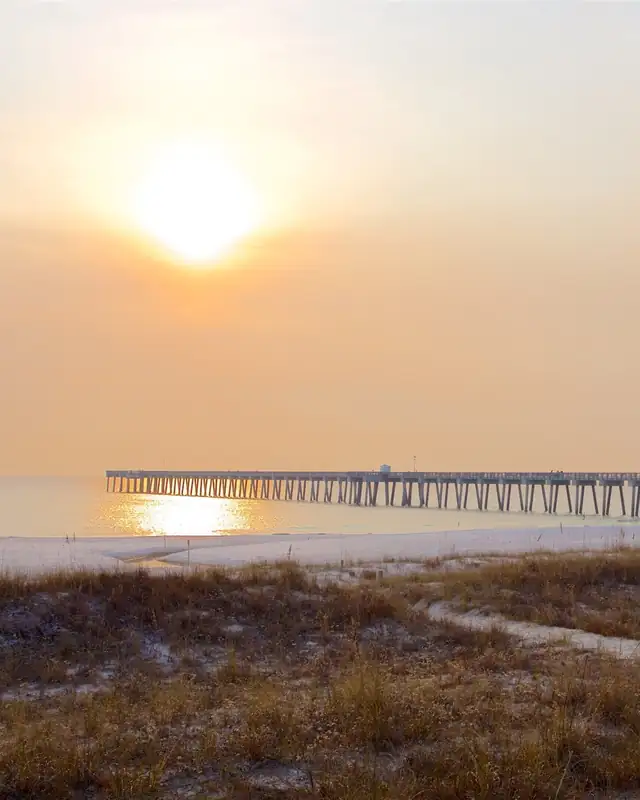 The Panama City Beach pier at sunrise